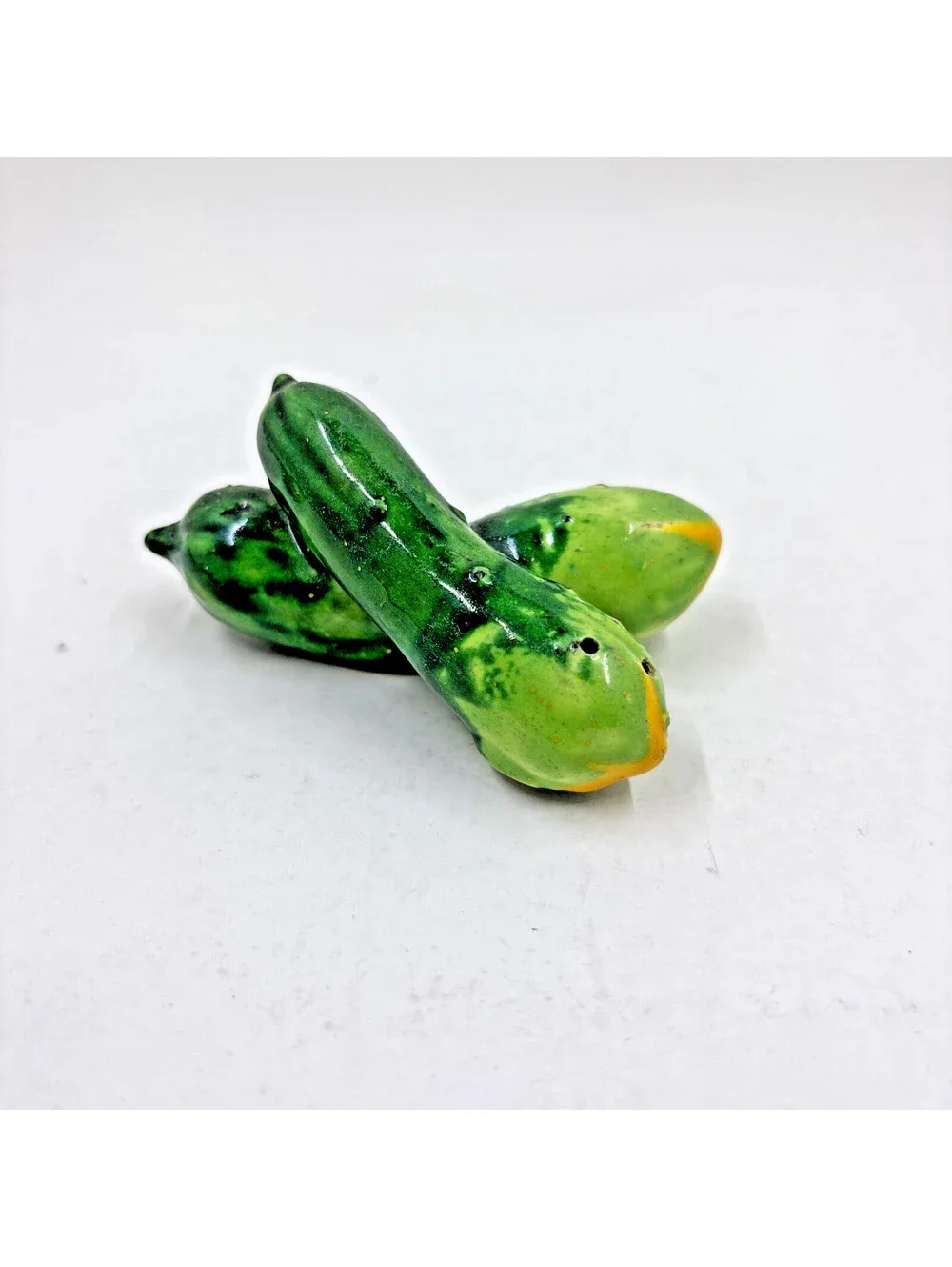 Vintage MCM One Piece Cucumber Zucchini 2-in-1 Salt & Pepper Shakers